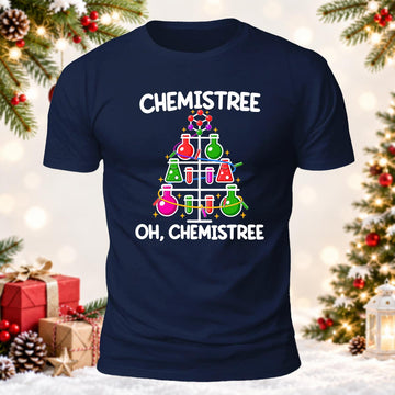 Oh Chemistree Science Christmas Printed Short Sleeve T-Shirt