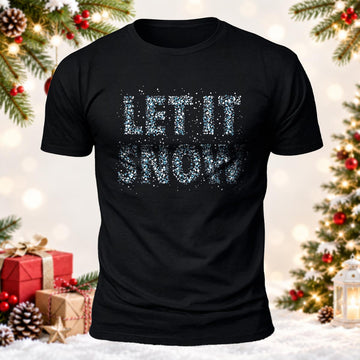 Sparkling Let It Snow Printed Short Sleeve T-Shirt