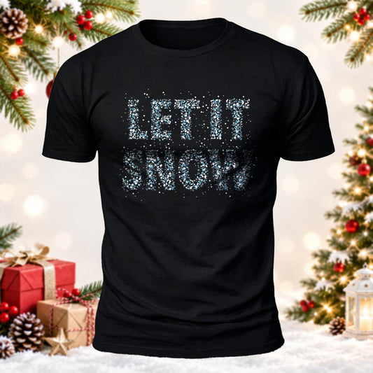 Sparkling Let It Snow Printed Short Sleeve T-Shirt