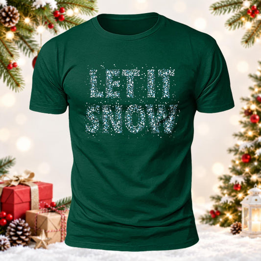 Sparkling Let It Snow Printed Short Sleeve T-Shirt