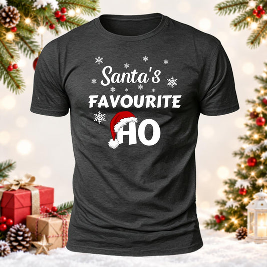 Santa's Favourite Ho Santa Hat Printed Short Sleeve T-Shirt
