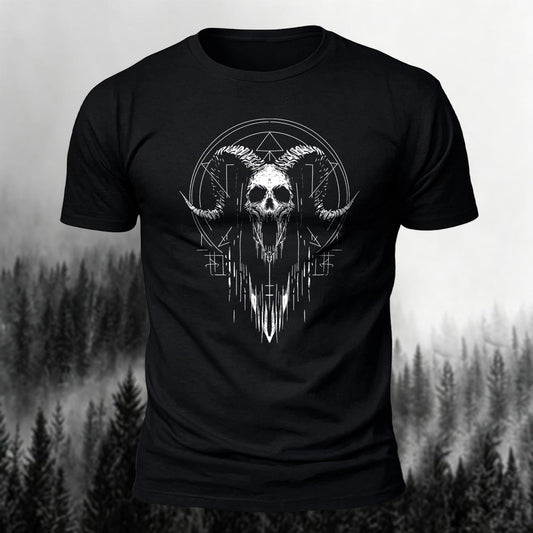 Dark Occult & Sacred Geometry Printed Short Sleeve T-Shirt