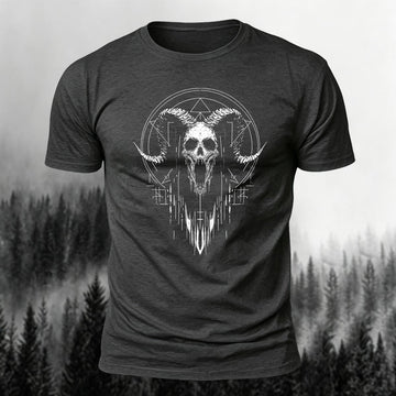 Dark Occult & Sacred Geometry Printed Short Sleeve T-Shirt
