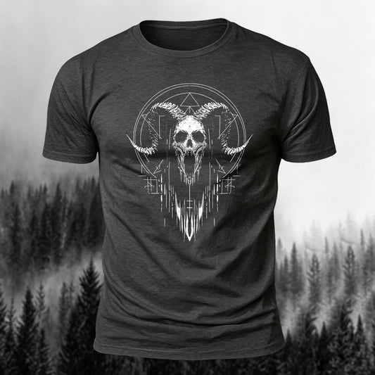 Dark Occult & Sacred Geometry Printed Short Sleeve T-Shirt