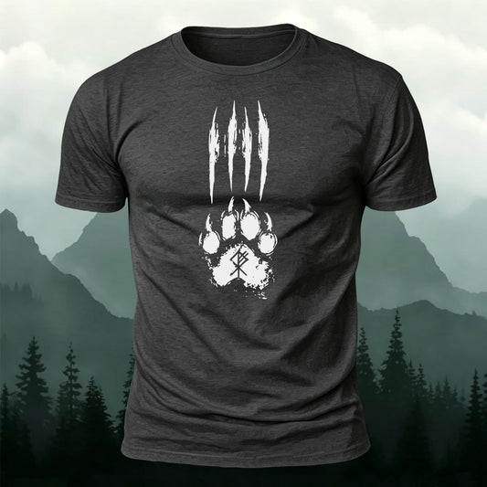 Bear Claw Scratch Rune Printed Short Sleeve T-Shirt
