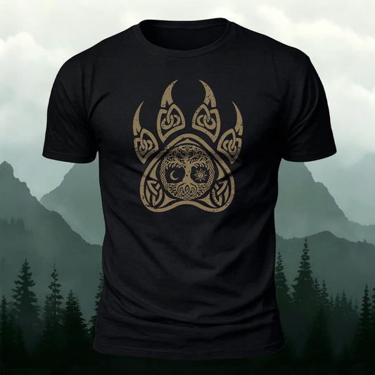 Viking Bear Paw Tree of Life Printed Short Sleeve T-Shirt