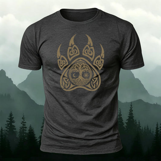 Viking Bear Paw Tree of Life Printed Short Sleeve T-Shirt