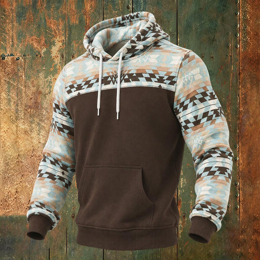 Western Aztec Pattern Printed Hoodie