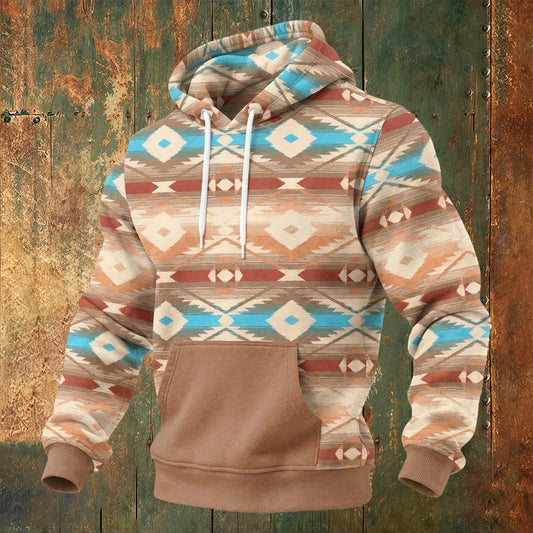 Southwestern Aztec Turquoise Printed Hoodie