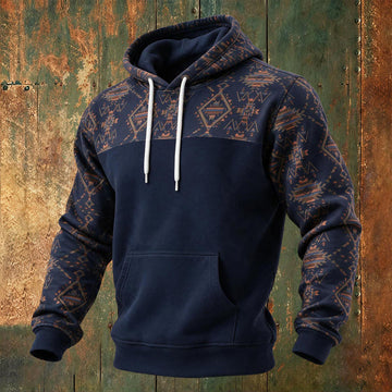 Western Aztec Diamond Pattern Printed Hoodie