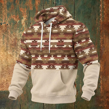 Vintage Aztec Geometric Printed Hoodie