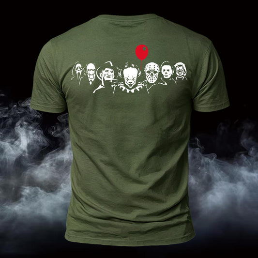 Horror Movie All Star Back Printed Short Sleeve T-Shirt