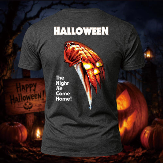 Halloween Classic Horror Movie Back Printed Short Sleeve T-Shirt