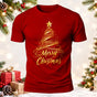 DTG Merry Christmas Gold Tree Printed Short Sleeve T-Shirt