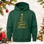 DTG Merry Christmas Gold Tree Printed Hoodie