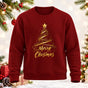 DTG Merry Christmas Gold Tree Printed Round Neck Sweatshirt