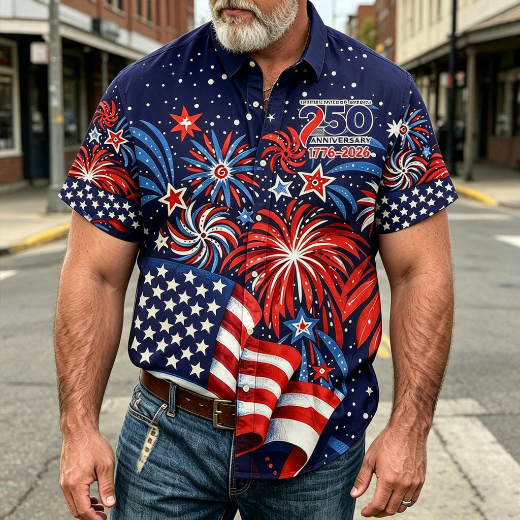Fireworks Celebration Pattern Casual Floral Shirt 1