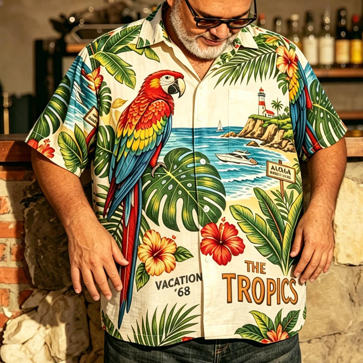 Seaside Pattern Tropical Hawaiian Style Floral Shirt