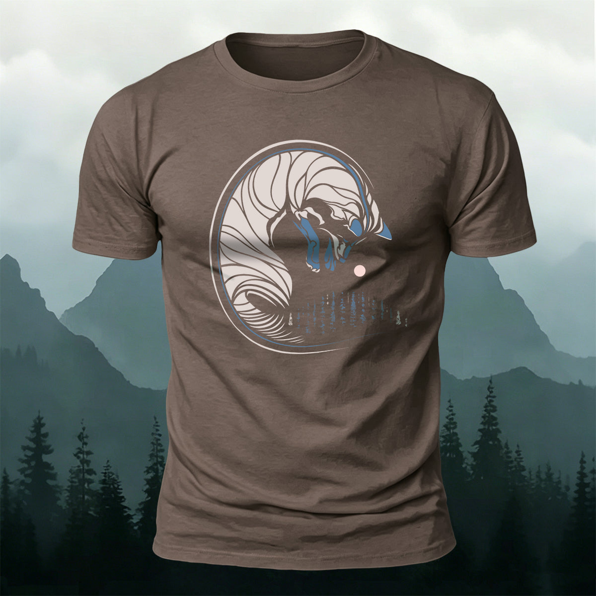 Fox Sketch Print Outdoor Comfort Cotton T-Shirt