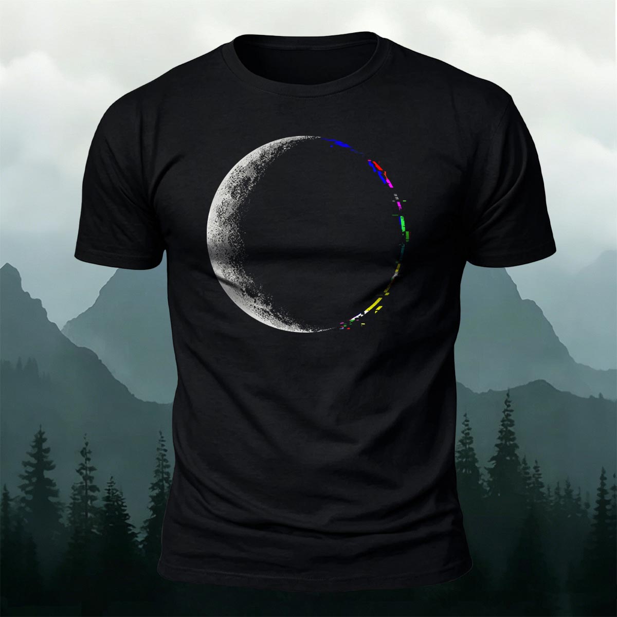 Lunar Eclipse Fashion Print Casual Cotton T-Shirt