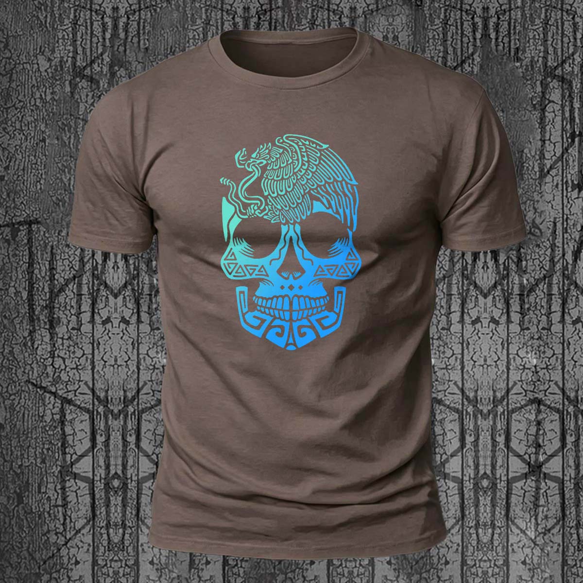 Skull Totem Print Street Fashion 100% Cotton T-Shirt