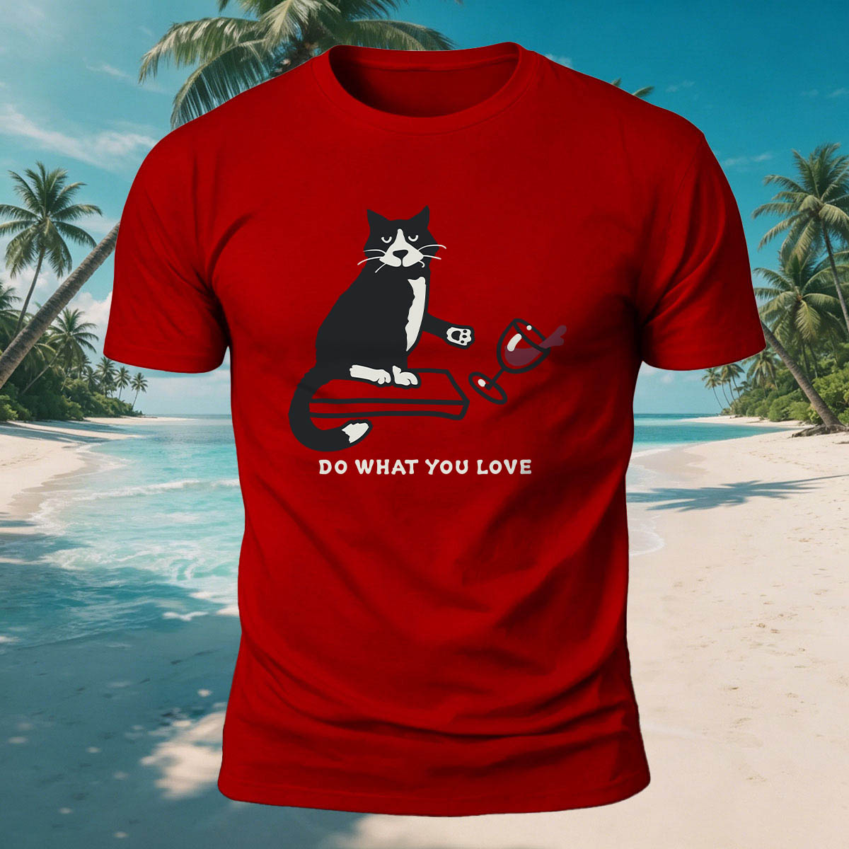 Kitten Spilling a Drink Print  Versatile Cotton T-Shirt