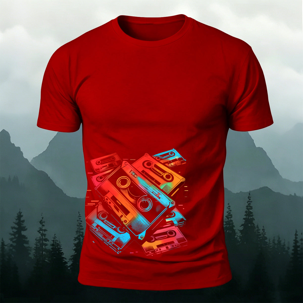 Music Cassette Graphic Trendy Casual Skin-friendly Tee