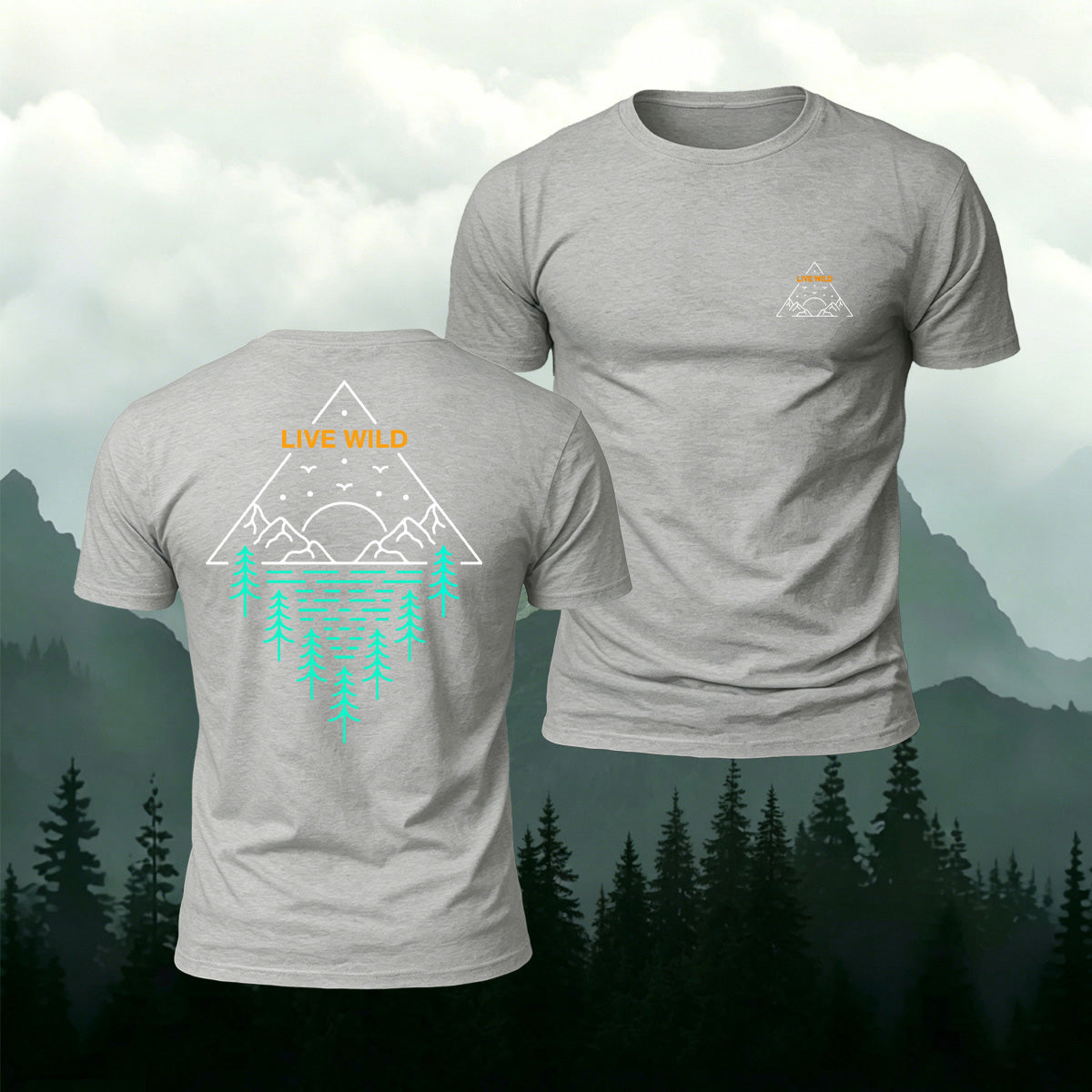 Outdoor Pattern Minimalist Trendy Premium Cotton Tee Grey