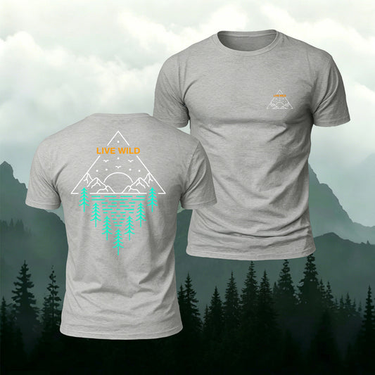 Outdoor Pattern Minimalist Trendy Premium Cotton Tee Grey