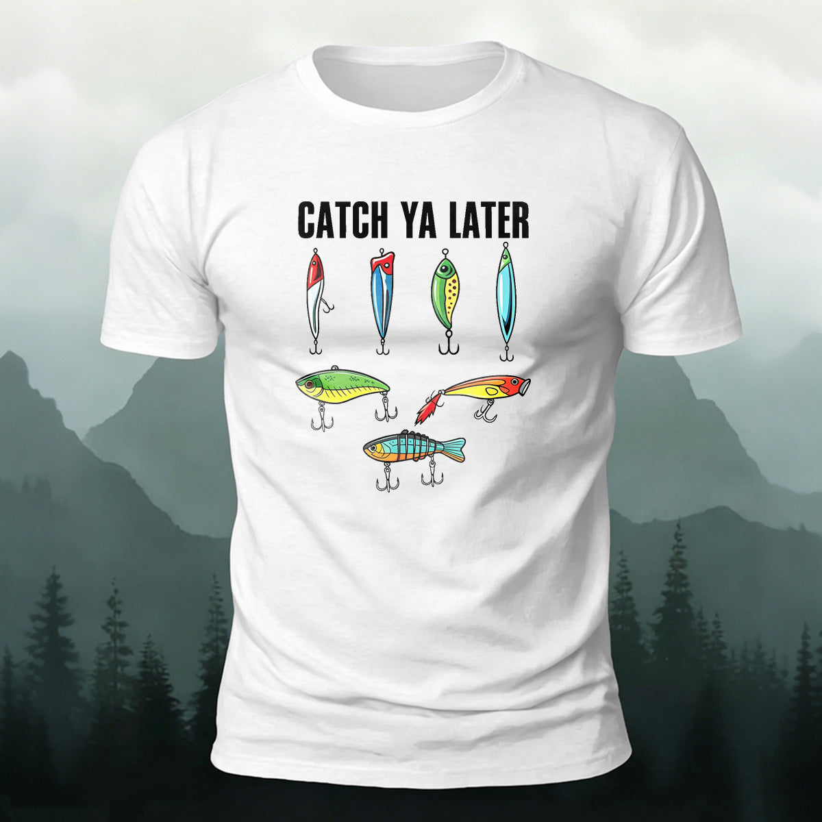 Cartoon Colorful Fish Pattern Simple Casual T-Shirt