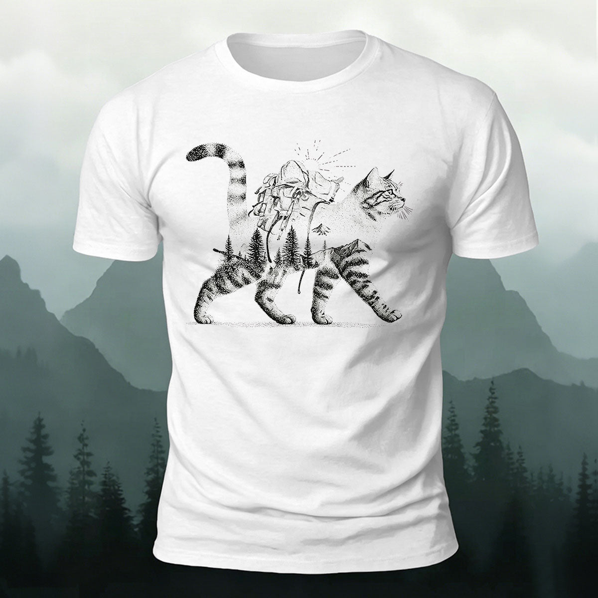 Scenic Kitten Pattern Premium Cotton Comfortable T-shirt White