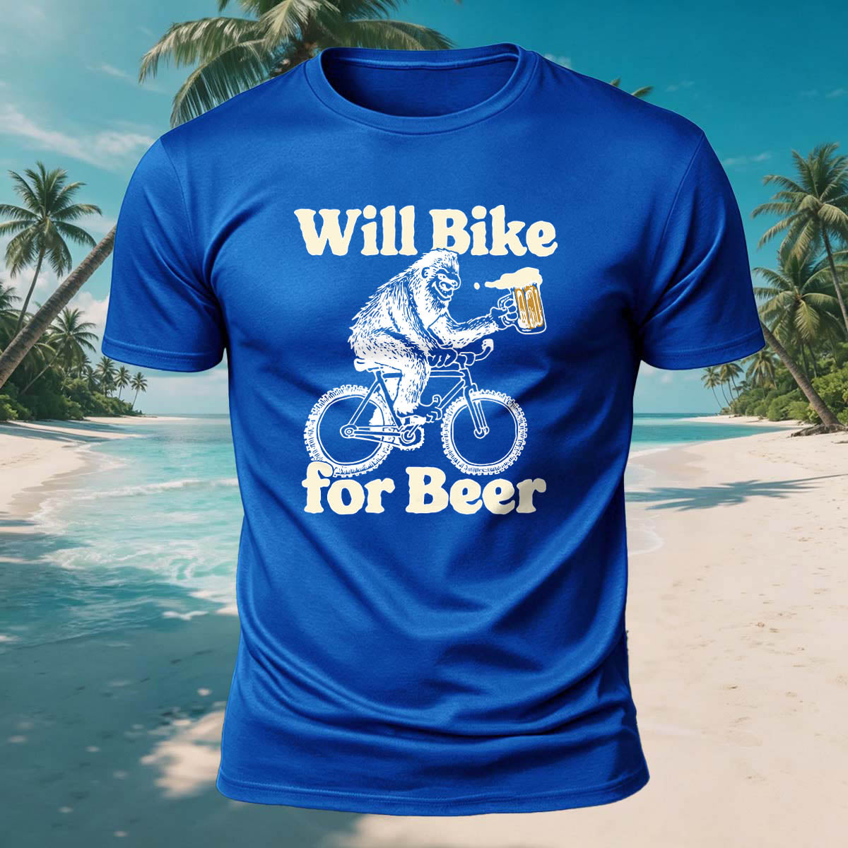 Fun Gorilla Beer Print Casual Skin-Friendly T-Shirt