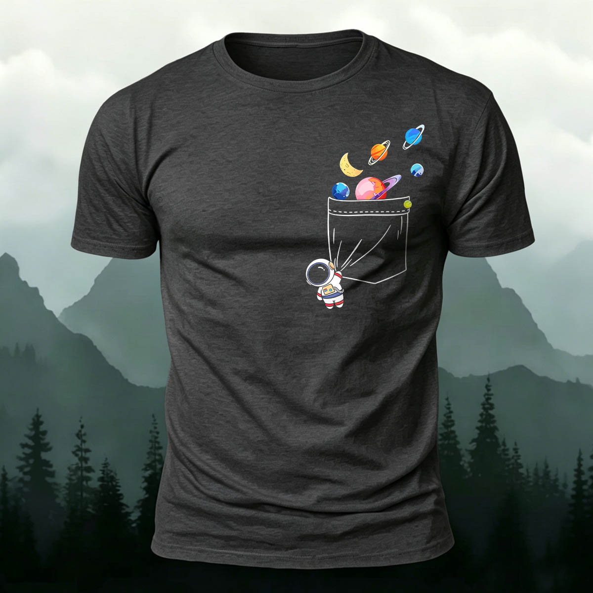 Astronaut Fun Print Premium Cotton Casual T-Shirt