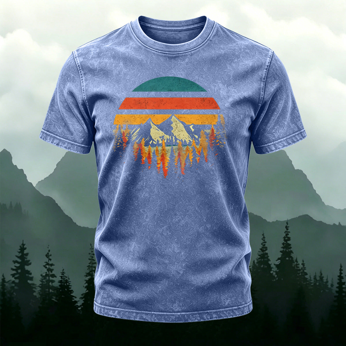 Colorful Landscape Print Ultra-soft Fabric Comfortable T-Shirt