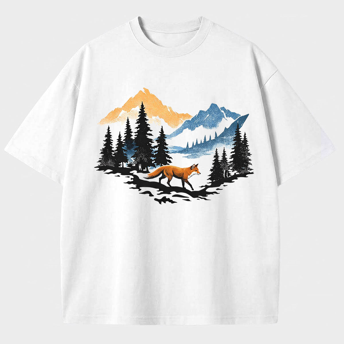 Men's Beautiful Landscape Painting Print Cotton T-Shirt