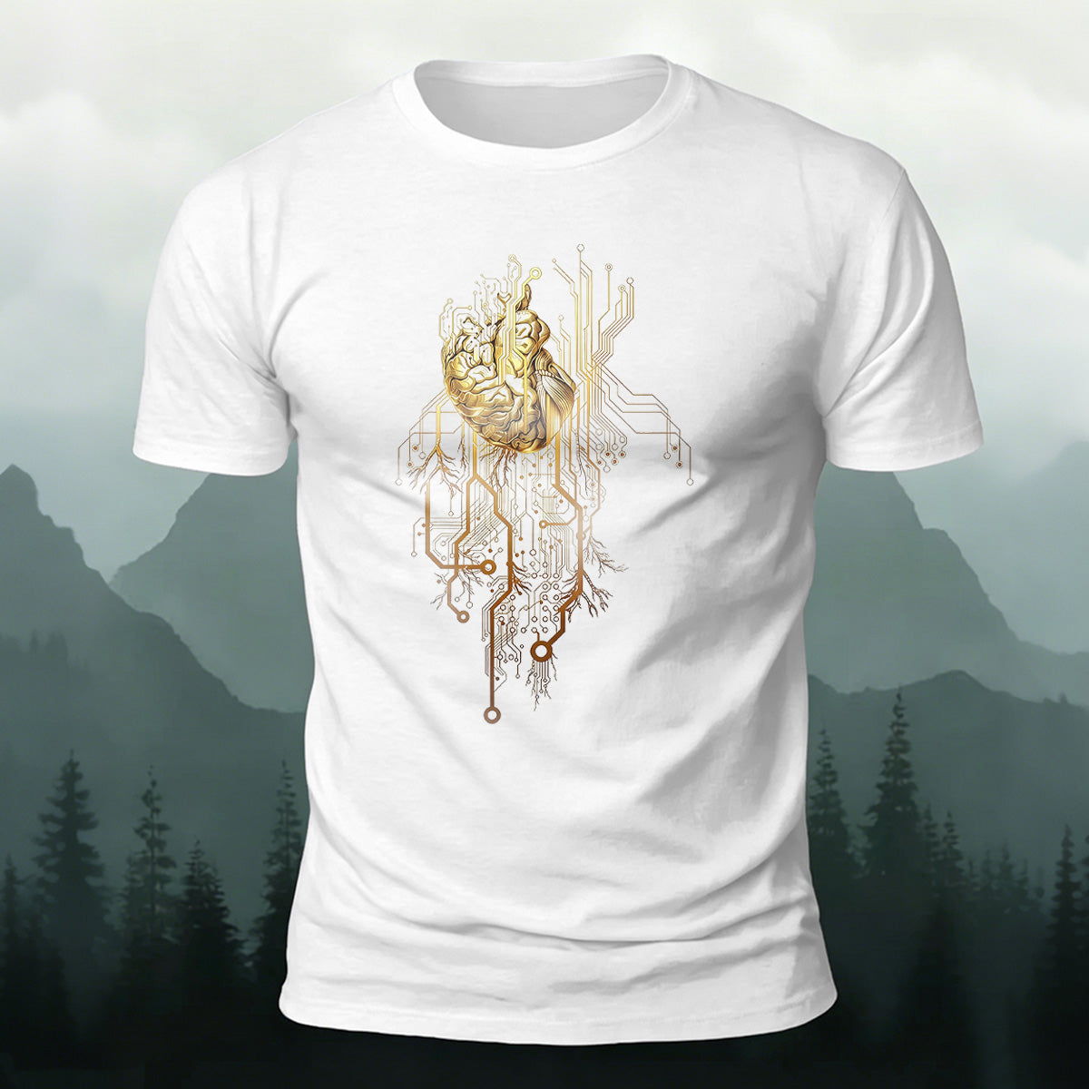 Artistic Heart Casual Washed Cotton T-Shirt White