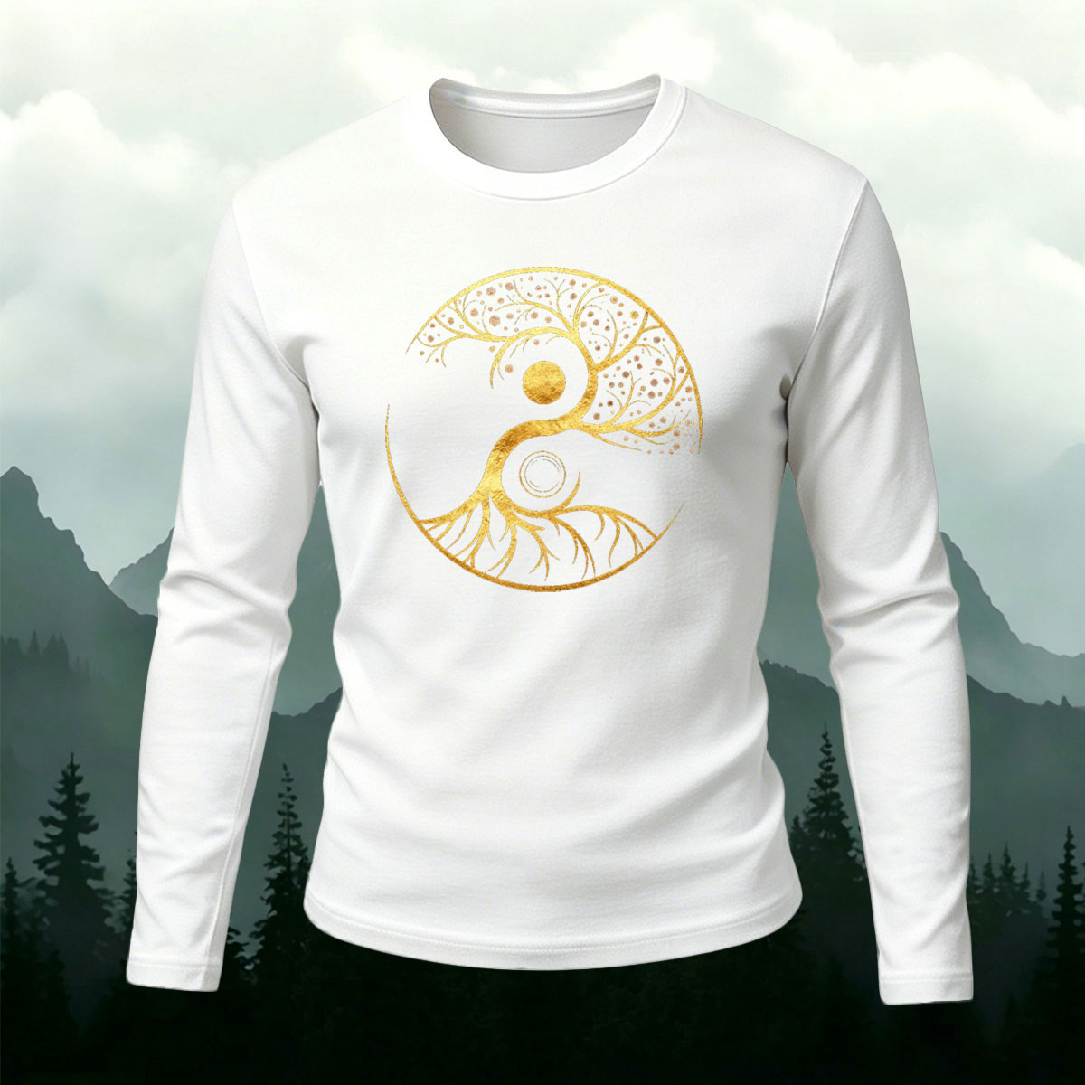 Artistic Tree Casual Long-Sleeve 100% Cotton T-Shirt
