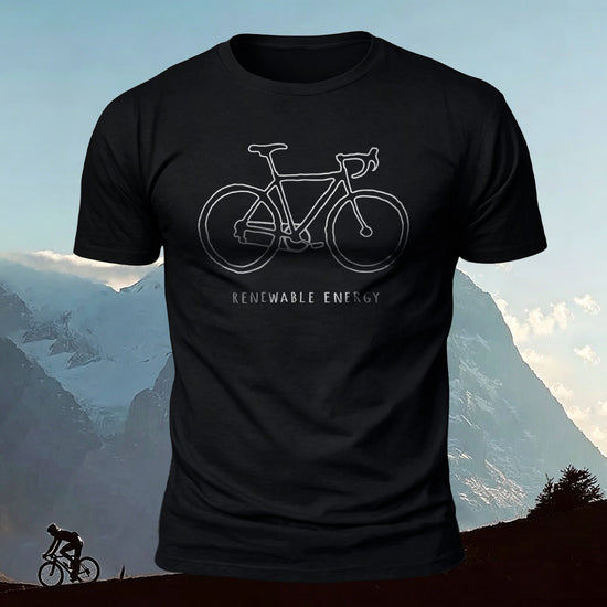 Bicycle Print Pattern Combed Cotton Comfort T-shirt Black