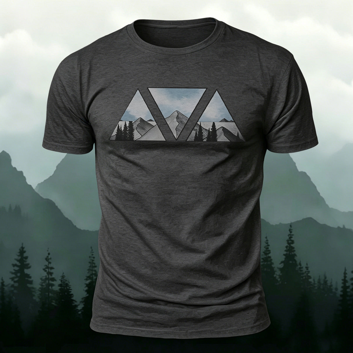 Geometric Pattern Print Soft-touch Feel Casual T-Shirt