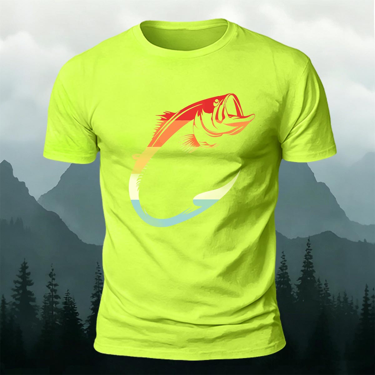 Colorful Hook Print Breathable Material Casual T-Shirt
