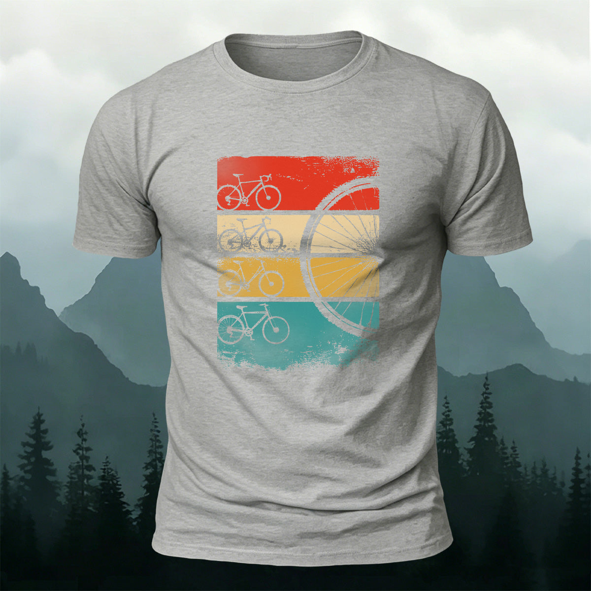 Bicycle Graphic Outdoor Comfortable Breathable T-Shirt Grey