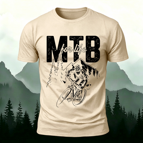 Cycling Life Print Soft-touch Feel Casual T-Shirt Beige