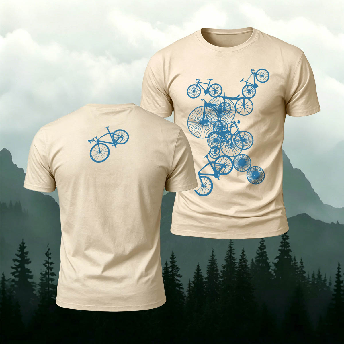 Cycling Enthusiast Art Print Casual Cotton T-Shirt