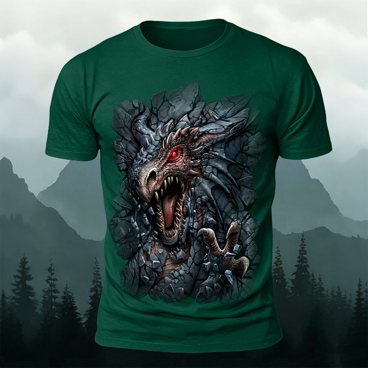 Dragon Print Vintage Fantasy Casual T-Shirt