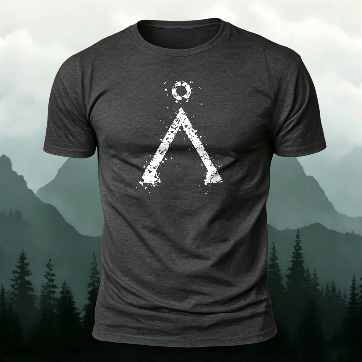 Triangle-Patterned Printed Casual Cotton T-Shirt