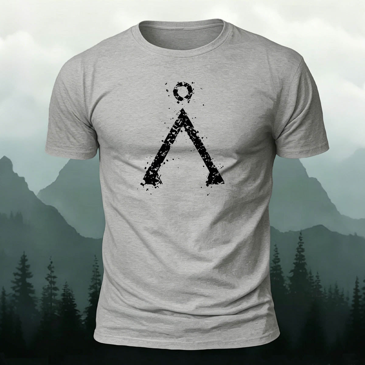 Triangle-Patterned Printed Casual Cotton T-Shirt