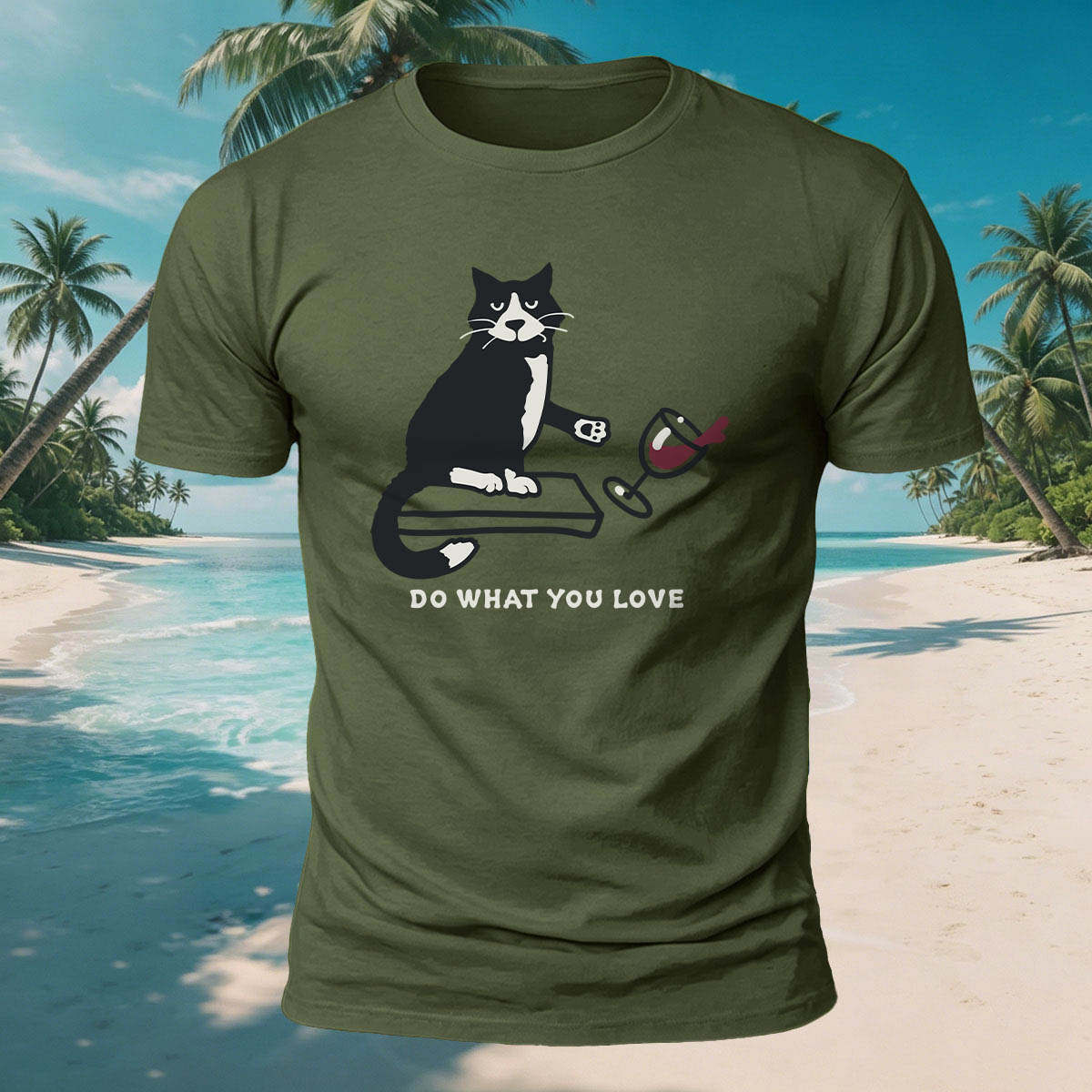 Kitten Spilling a Drink Print  Versatile Cotton T-Shirt
