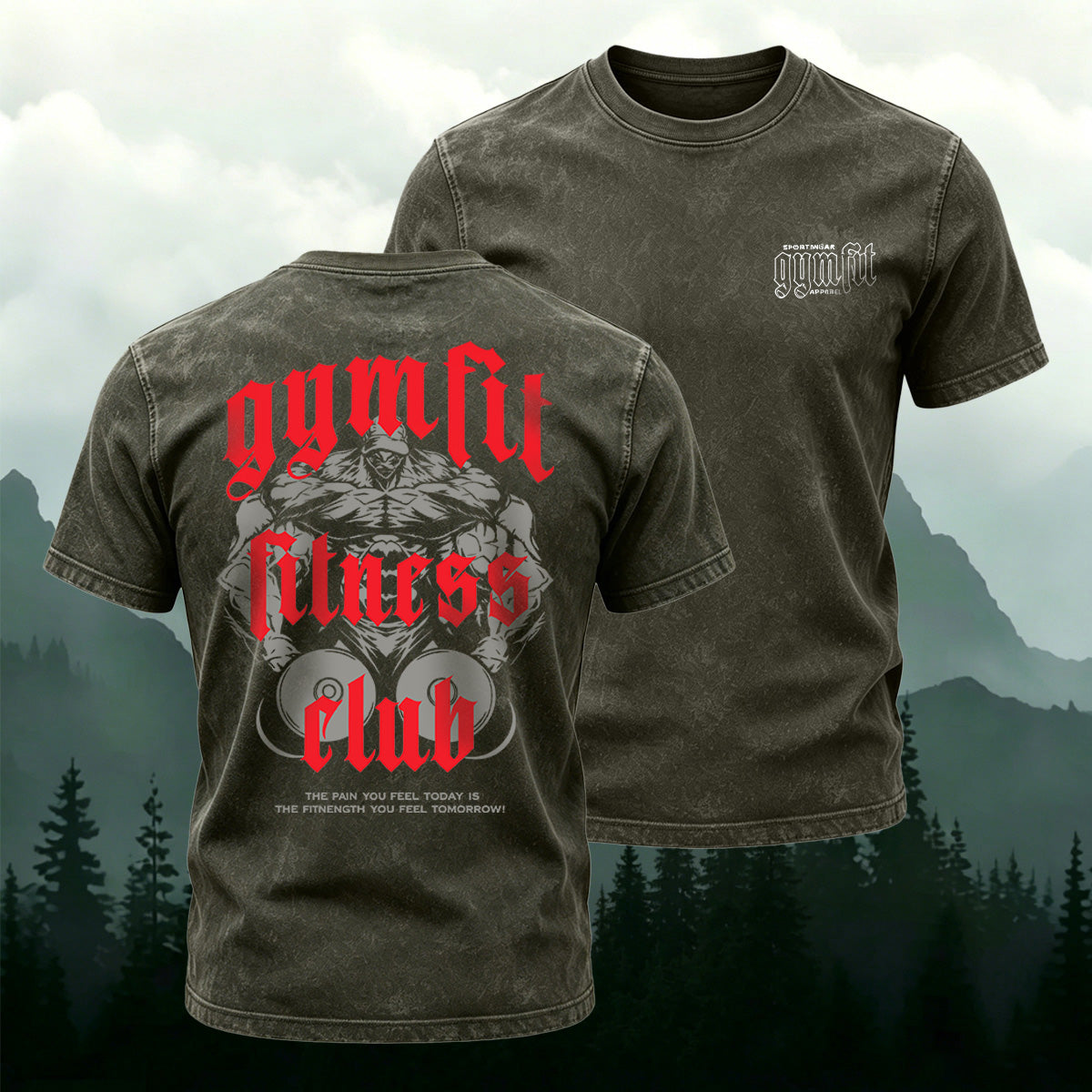 Fitness Club Retro Casual Washed Cotton T-Shirt