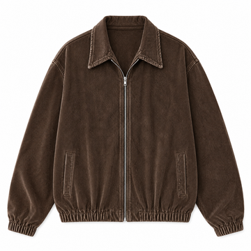 Corduroy Stylish Loose Fit Lapel Zip Front Jacket