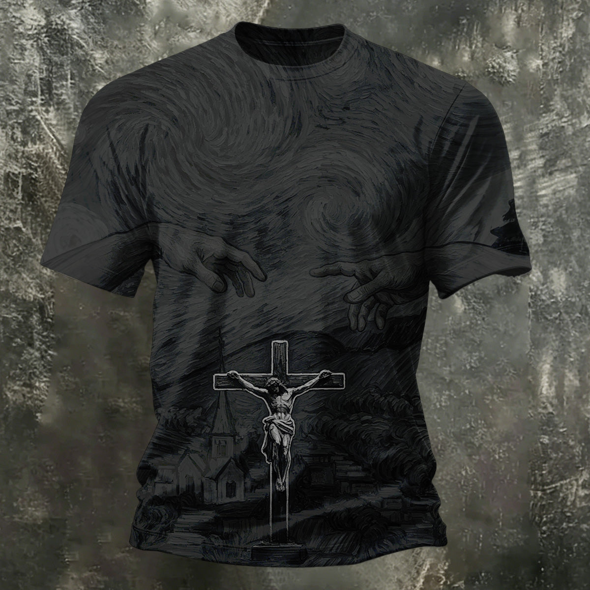 Starry Sky Jesus Cross Print Fashion Personalized Tee